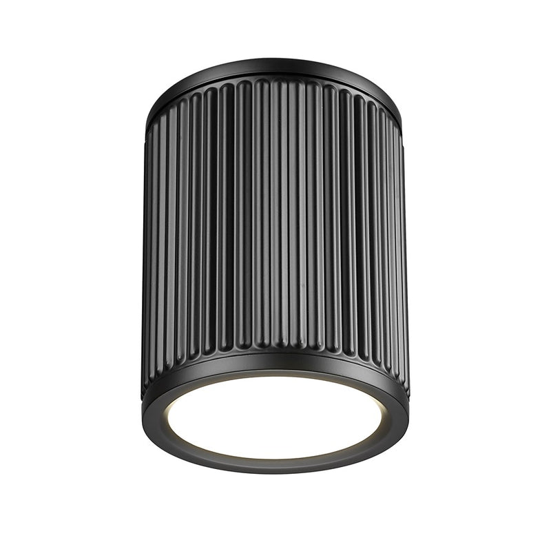 Z-Lite Stari 1 Light 6.25" Flush Mount, Matte Black/Frosted
