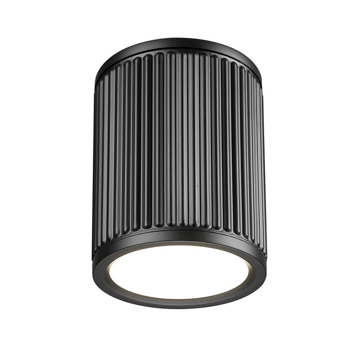 Z-Lite Stari 1 Light 6.25" Flush Mount, Matte Black/Frosted