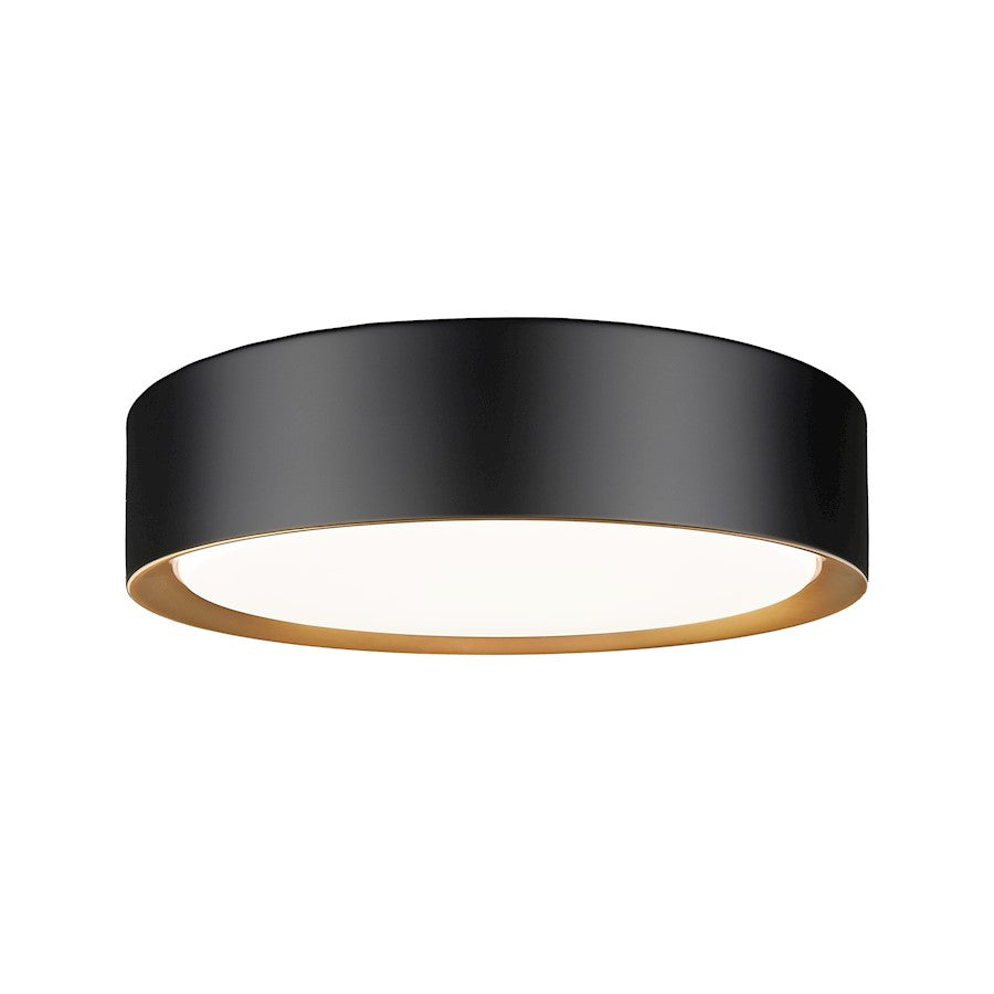 Z-Lite Kawan 1Lt 12" Flush Mount, Black/Gold/Frosted - 1014F12-MB-MGLD-LED