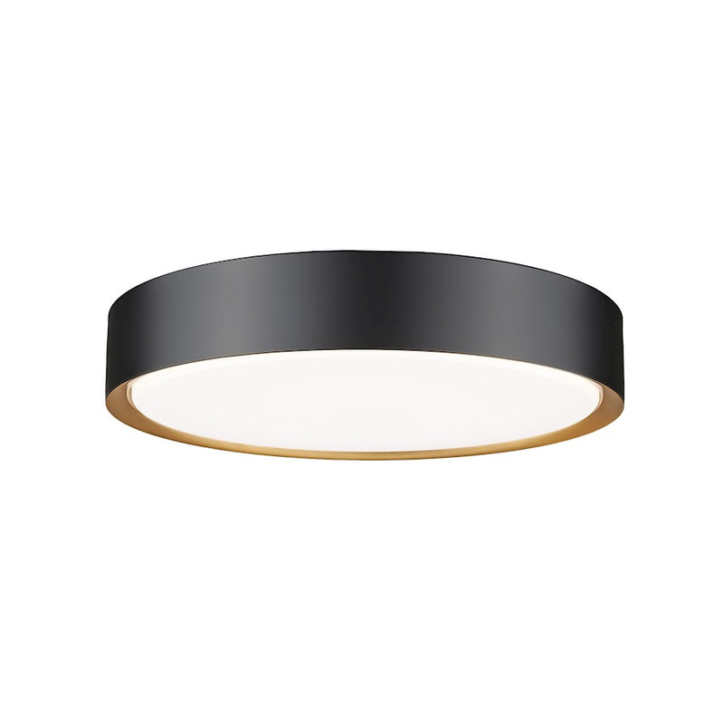 Z-Lite Kawan 1Lt 16" Flush Mount, Black/Gold/Frosted - 1014F16-MB-MGLD-LED