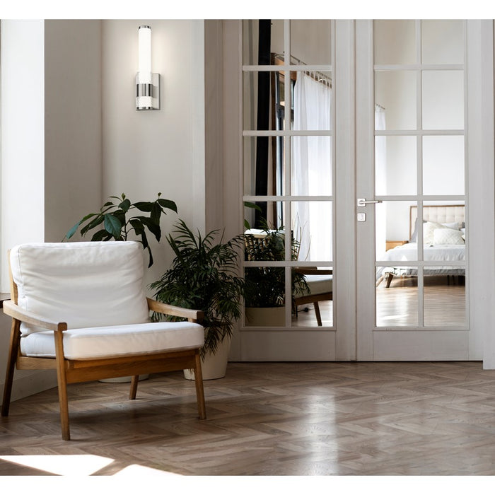 Z-Lite Egon 1 Light Wall Sconce, Brushed Nickel/Matte Opal