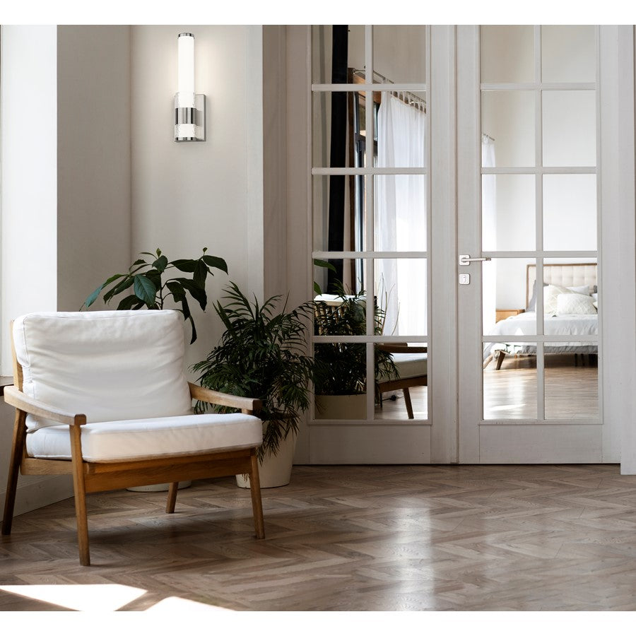 Z-Lite Egon 1 Light Wall Sconce, Brushed Nickel/Matte Opal