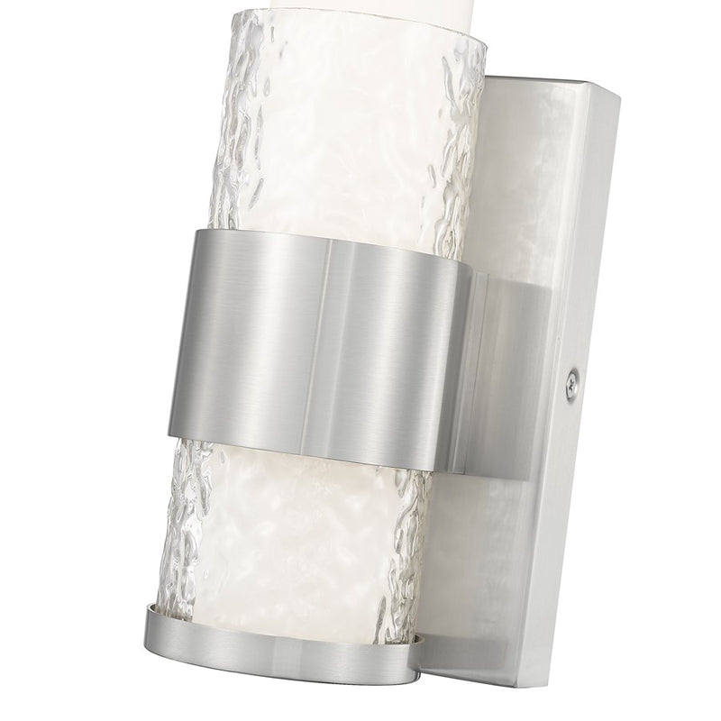 Z-Lite Egon 1 Light Wall Sconce, Brushed Nickel/Matte Opal