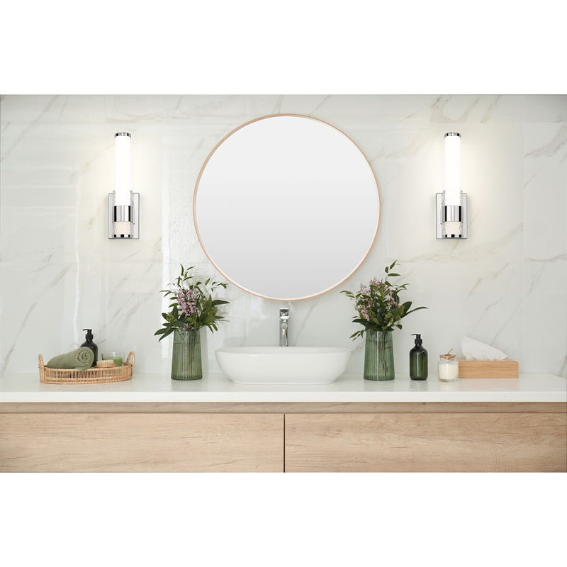 Z-Lite Egon 1 Light Wall Sconce, Chrome/Matte Opal