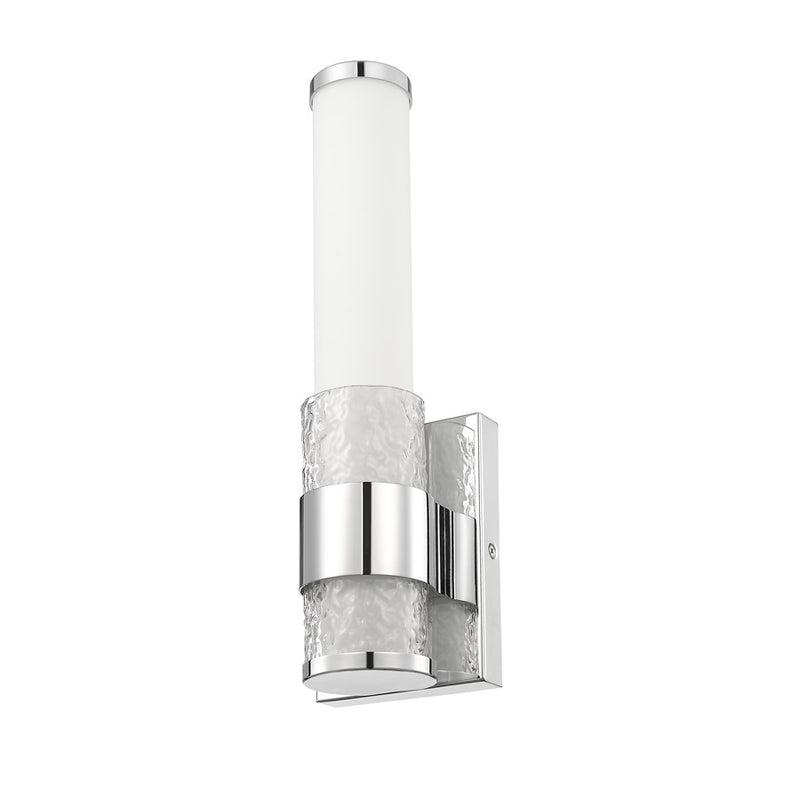 Z-Lite Egon 1 Light Wall Sconce, Chrome/Matte Opal