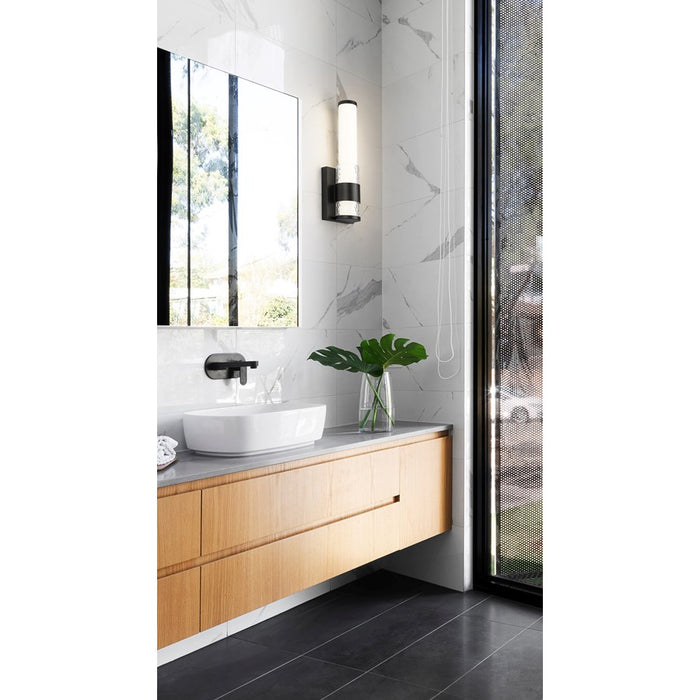 Z-Lite Egon 1 Light Wall Sconce, Matte Black/Matte Opal