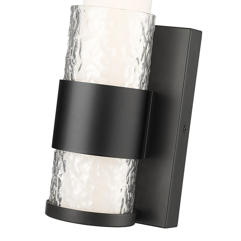 Z-Lite Egon 1 Light Wall Sconce, Matte Black/Matte Opal