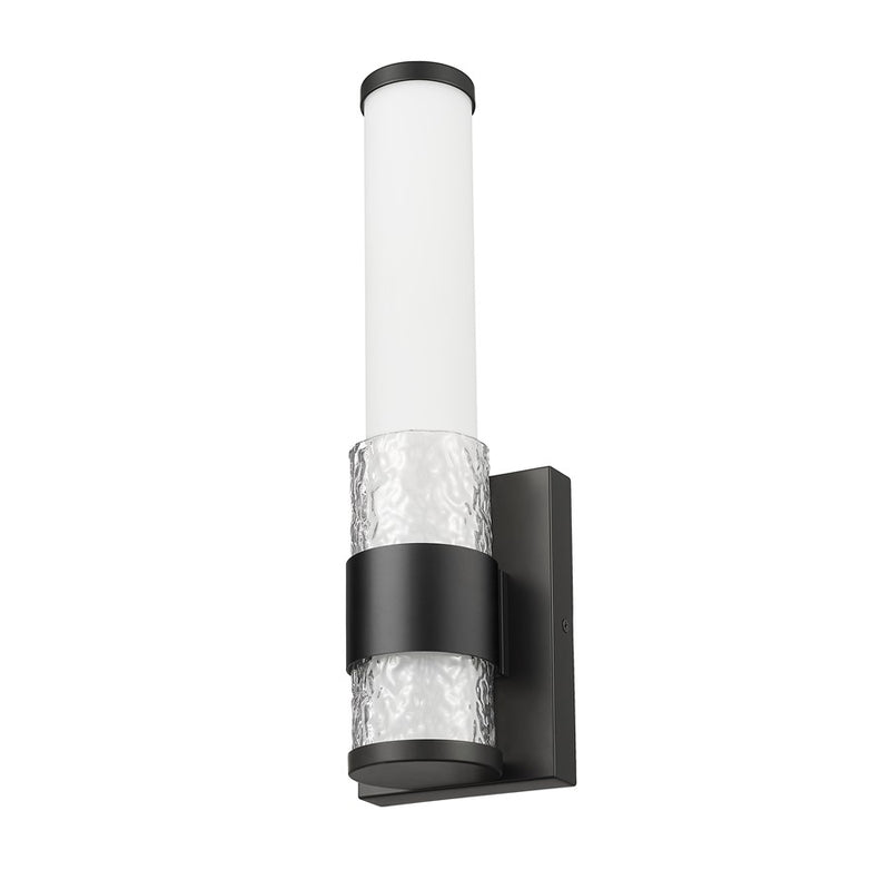 Z-Lite Egon 1 Light Wall Sconce, Matte Black/Matte Opal