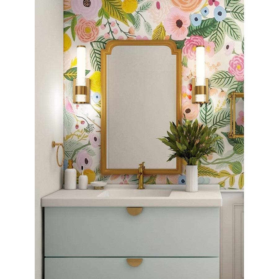 Z-Lite Egon 1 Light Wall Sconce, Modern Gold/Matte Opal