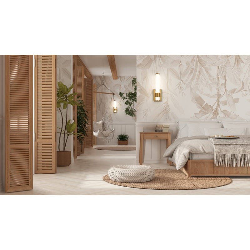 Z-Lite Egon 1 Light Wall Sconce, Modern Gold/Matte Opal