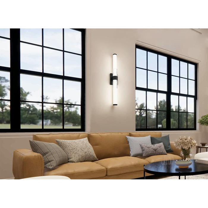 Z-Lite Egon 1 Light 32W Vanity, Matte Black/Matte Opal