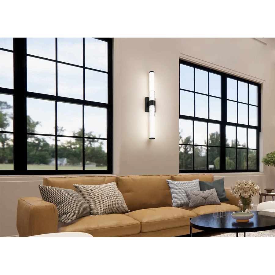 Z-Lite Egon 1 Light 32W Vanity, Matte Black/Matte Opal