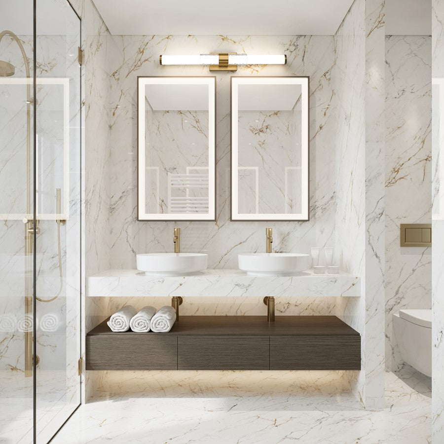 Z-Lite Egon 1 Light 32W Vanity, Modern Gold/Matte Opal