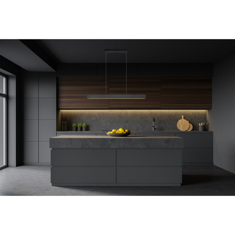 Z-Lite Hudson 1 Light 45" Linear Chandelier, Matte Black/Frosted