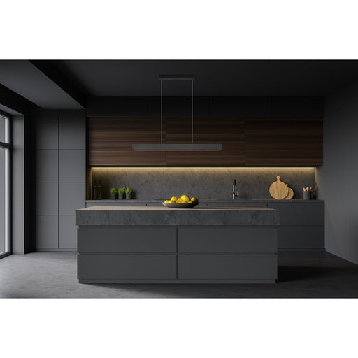 Z-Lite Hudson 1 Light 45" Linear Chandelier, Matte Black/Frosted