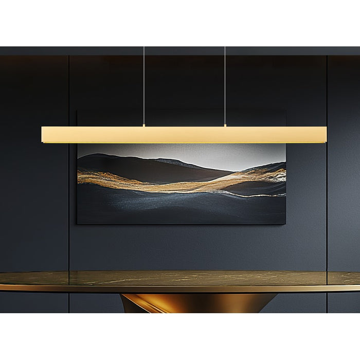 Z-Lite Hudson 1 Light 55" Linear Chandelier, Gold/Frosted