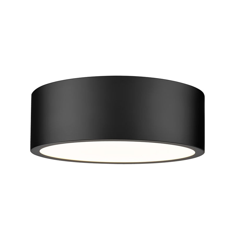 Z-Lite Coronado 1 Light 12.25" Flush Mount, Matte Black/Frosted - 1017F12-MB-LED