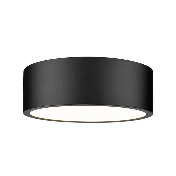 Z-Lite Coronado 1 Light 12.25" Flush Mount, Matte Black/Frosted - 1017F12-MB-LED