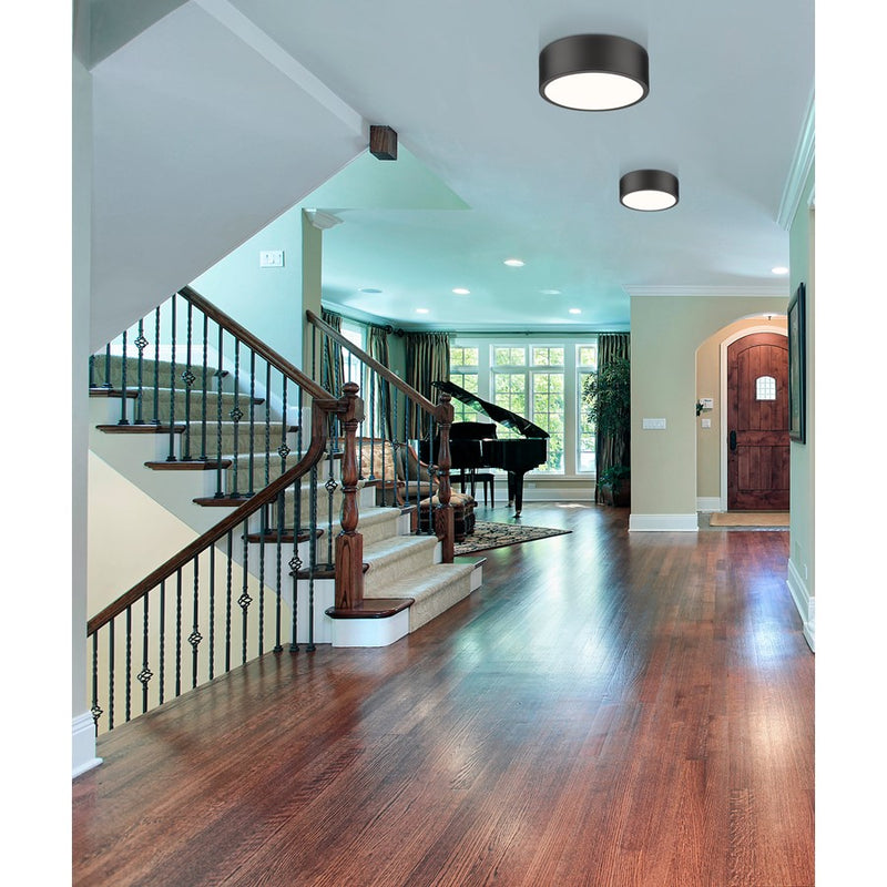 Z-Lite Coronado 1 Light 12.25" Flush Mount, Matte Black/Frosted
