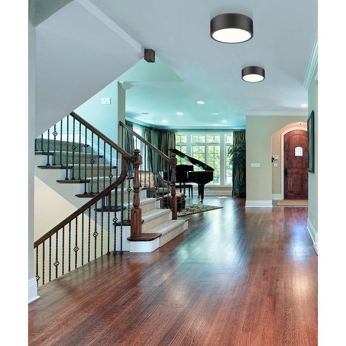 Z-Lite Coronado 1 Light 12.25" Flush Mount, Matte Black/Frosted