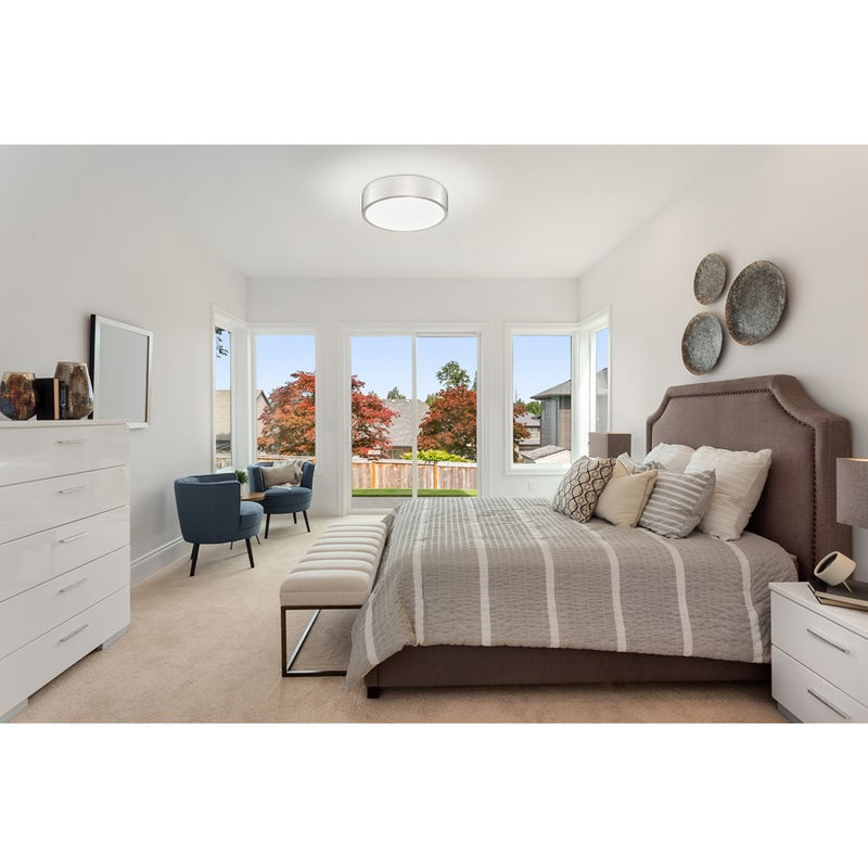 Z-Lite Coronado 1 Light 16" Flush Mount, Brushed Nickel/Frosted