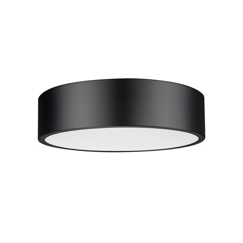 Z-Lite Coronado 1 Light 16" Flush Mount, Matte Black/Frosted