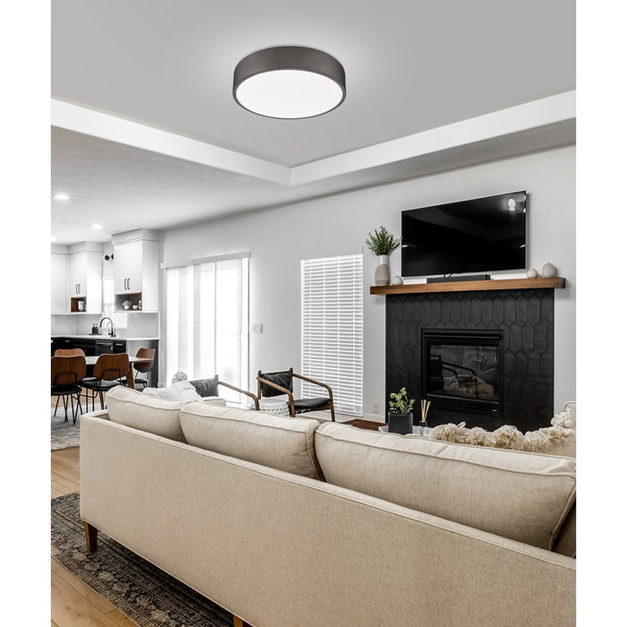 Z-Lite Coronado 1 Light 20" Flush Mount, Bronze/Frosted