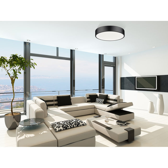 Z-Lite Coronado 1 Light 20" Flush Mount, Matte Black/Frosted