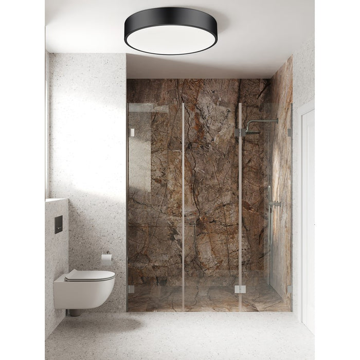 Z-Lite Coronado 1 Light 20" Flush Mount, Matte Black/Frosted