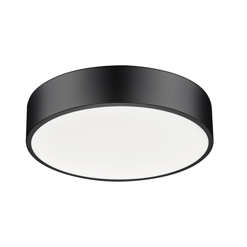 Z-Lite Coronado 1 Light 20" Flush Mount, Matte Black/Frosted