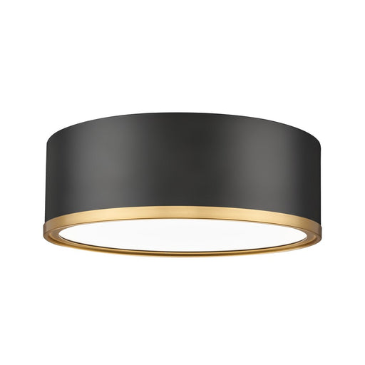 Z-Lite Bradley 1Lt 12.25" Flush Mount, Black/Gold/Frosted - 1018F12-MB-MGLD-LED