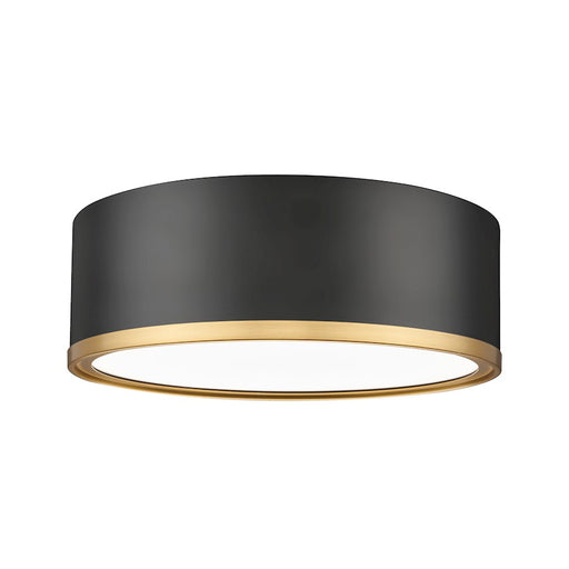 Z-Lite Bradley 1 Light 12.25" Flush Mount, Black/Gold/Frosted - 1018F12-MB-MGLD-LED