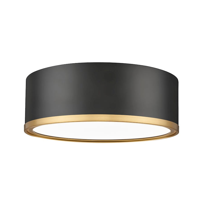 Z-Lite Bradley 1 Light 12.25" Flush Mount, Black/Gold/Frosted - 1018F12-MB-MGLD-LED