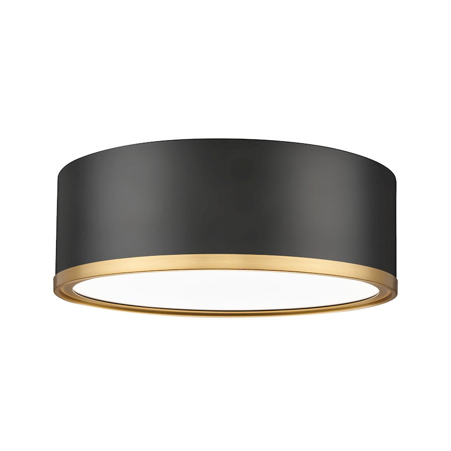 Z-Lite Bradley 1 Light 12.25" Flush Mount, Black/Gold/Frosted - 1018F12-MB-MGLD-LED
