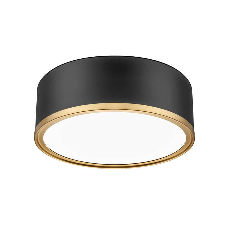 Z-Lite Bradley 1Lt 12.25" Flush Mount, Black/Gold/Frosted