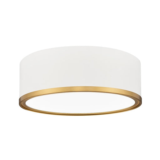 Z-Lite Bradley 1 Light 12.25" Flush Mount, White/Gold/Frosted - 1018F12-MW-MGLD-LED