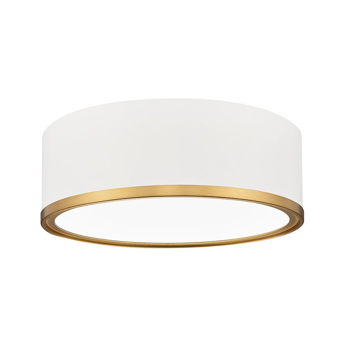 Z-Lite Bradley 1 Light 12.25" Flush Mount, White/Gold/Frosted - 1018F12-MW-MGLD-LED