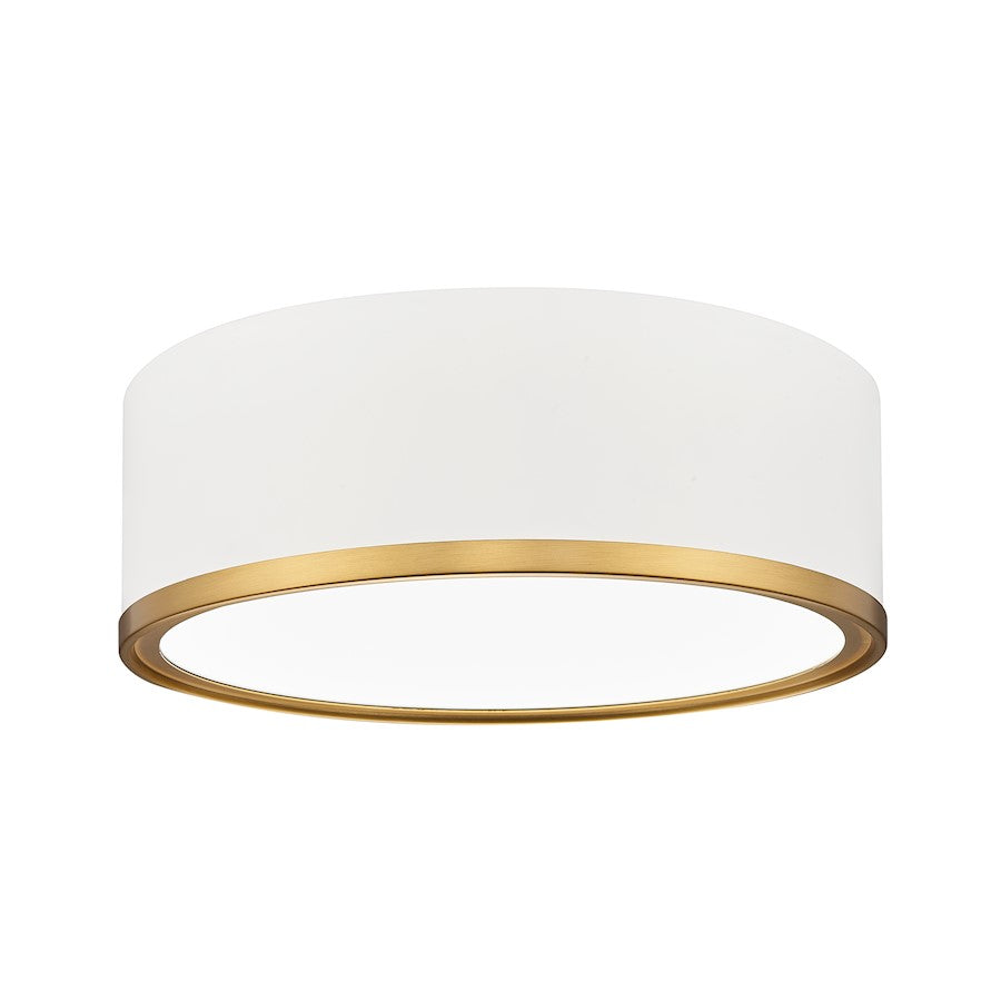 Z-Lite Bradley 1 Light 12.25" Flush Mount, White/Gold/Frosted - 1018F12-MW-MGLD-LED