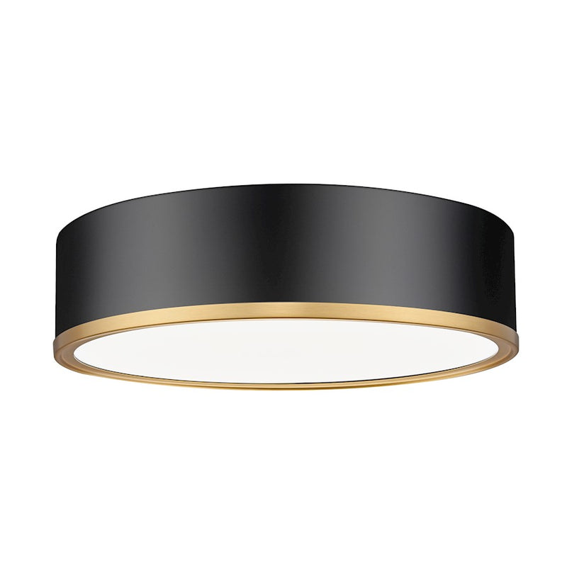Z-Lite Bradley 1 Light 16" Flush Mount, Black/Gold/Frosted - 1018F16-MB-MGLD-LED