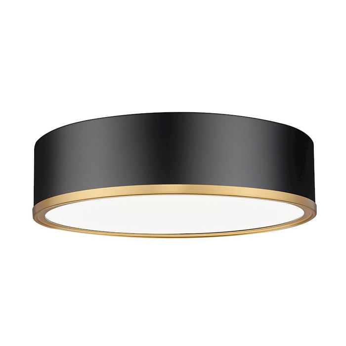 Z-Lite Bradley 1 Light 16" Flush Mount, Black/Gold/Frosted - 1018F16-MB-MGLD-LED