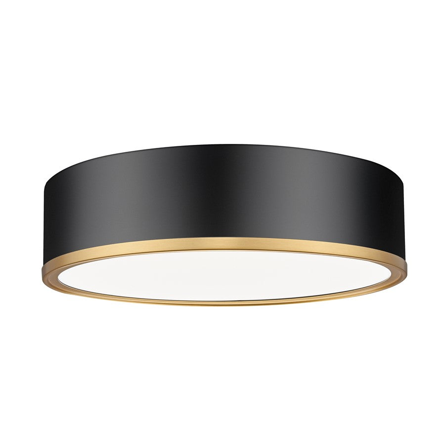 Z-Lite Bradley 1Lt 16" Flush Mount, Black/Gold/Frosted - 1018F16-MB-MGLD-LED