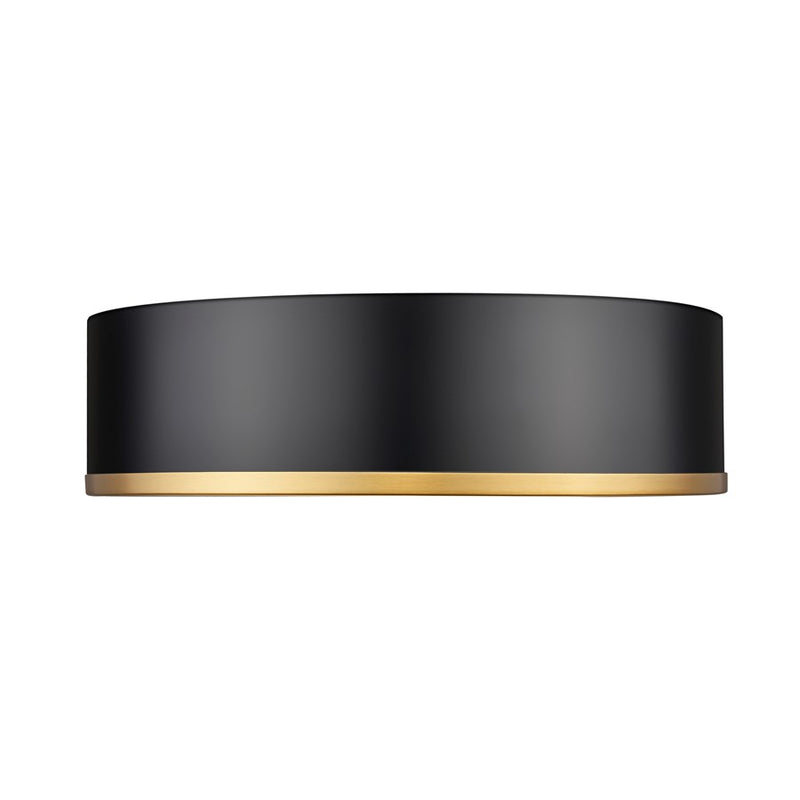 Z-Lite Bradley 1 Light 16" Flush Mount, Black/Gold/Frosted
