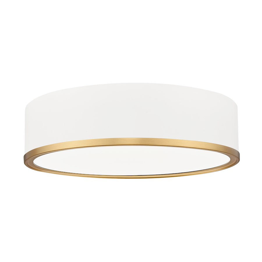 Z-Lite Bradley 1 Light 16" Flush Mount, White/Gold/Frosted - 1018F16-MW-MGLD-LED