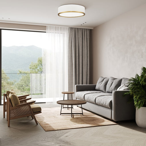 Z-Lite Bradley 1Lt 16" Flush Mount, White/Gold/Frosted