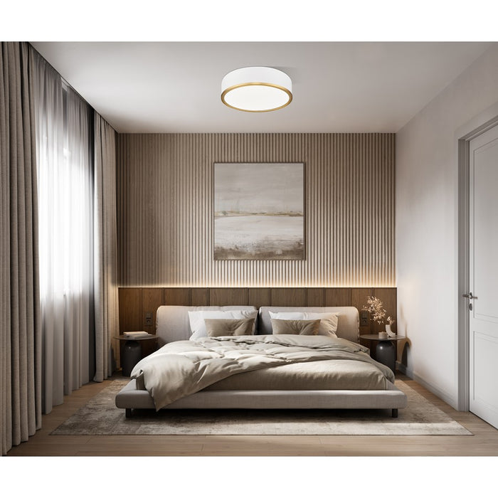 Z-Lite Bradley 1 Light 16" Flush Mount, White/Gold/Frosted