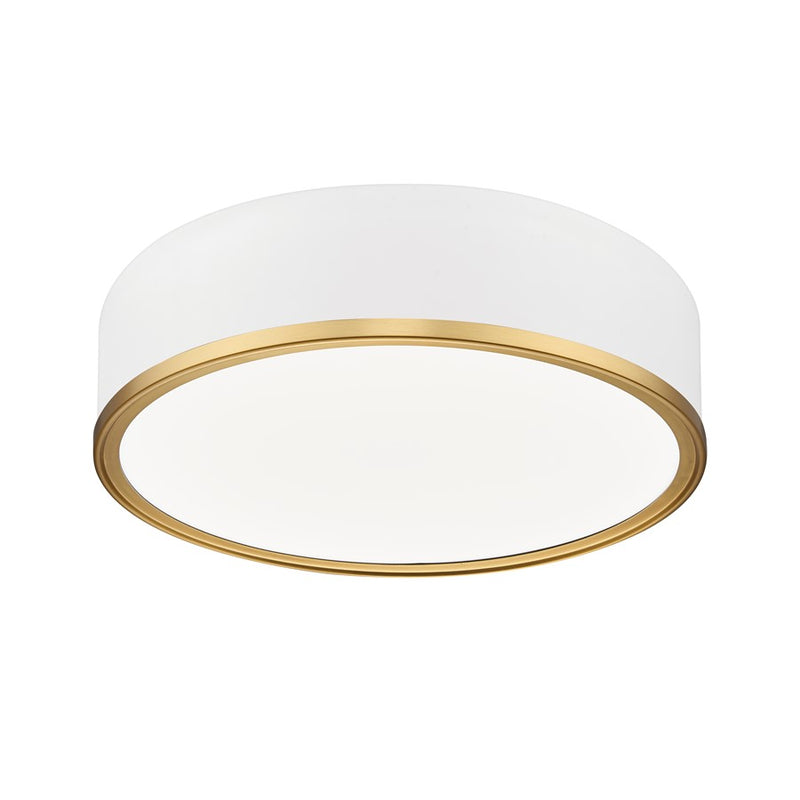 Z-Lite Bradley 1Lt 16" Flush Mount, White/Gold/Frosted