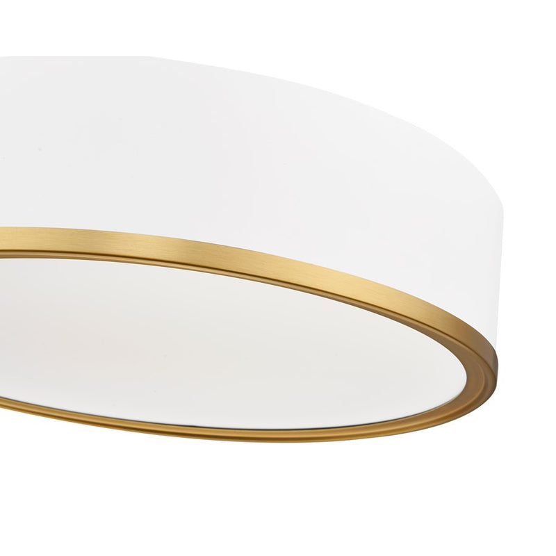 Z-Lite Bradley 1 Light 16" Flush Mount, White/Gold/Frosted