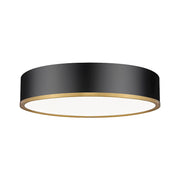 Z-Lite Bradley 1 Light 20.25" Flush Mount, Black/Gold/Frosted - 1018F20-MB-MGLD-LED