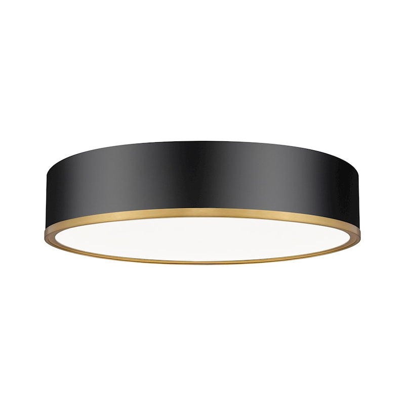 Z-Lite Bradley 1 Light 20.25" Flush Mount, Black/Gold/Frosted - 1018F20-MB-MGLD-LED