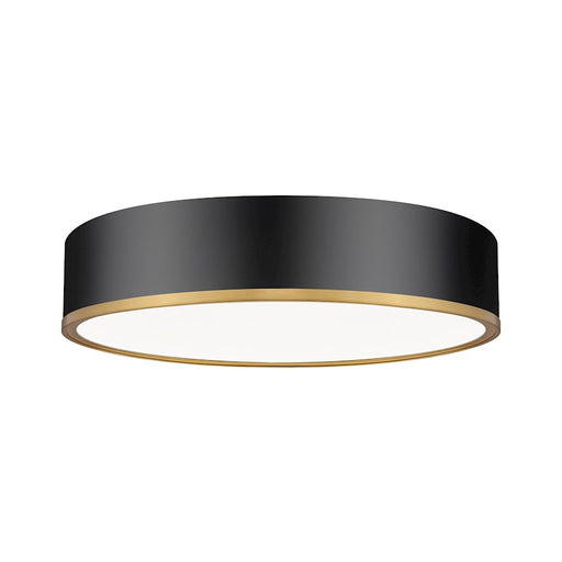 Z-Lite Bradley 1 Light 20.25" Flush Mount, Black/Gold/Frosted - 1018F20-MB-MGLD-LED